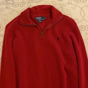 red polo half zip sweater